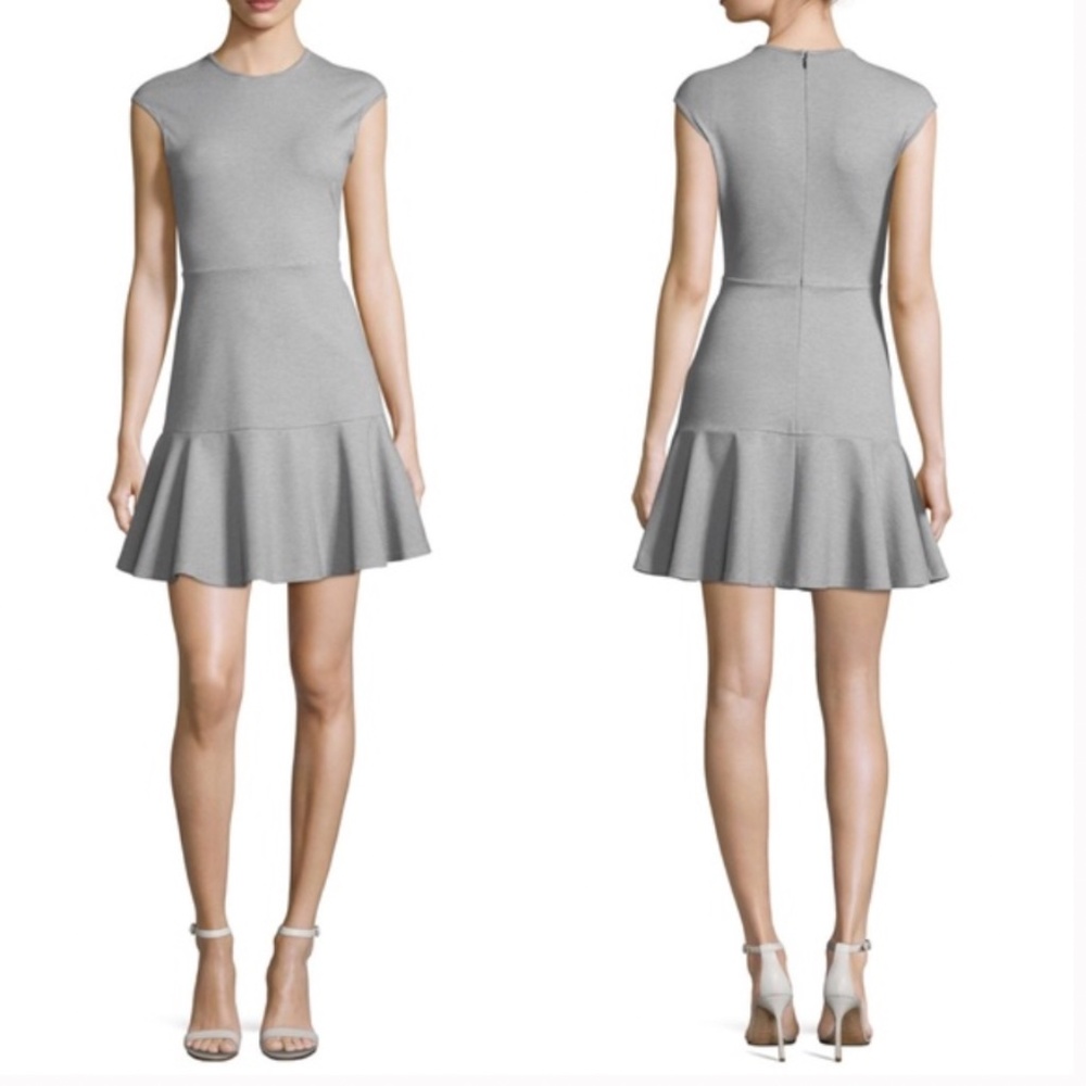NWT THEORY Essential Flare Fixture Ponte Stripe Dress Black/White Size 4